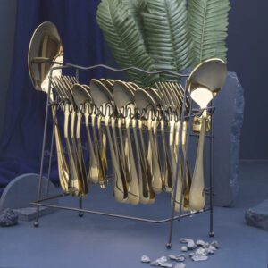 GOLD SATND SET With Dessert Spoon By A-one Cutlery